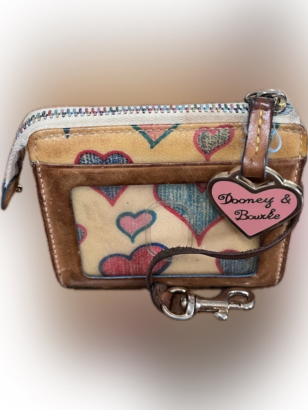 Dooney & Bourke Cream Heart Wallet Zip Vintage y2k